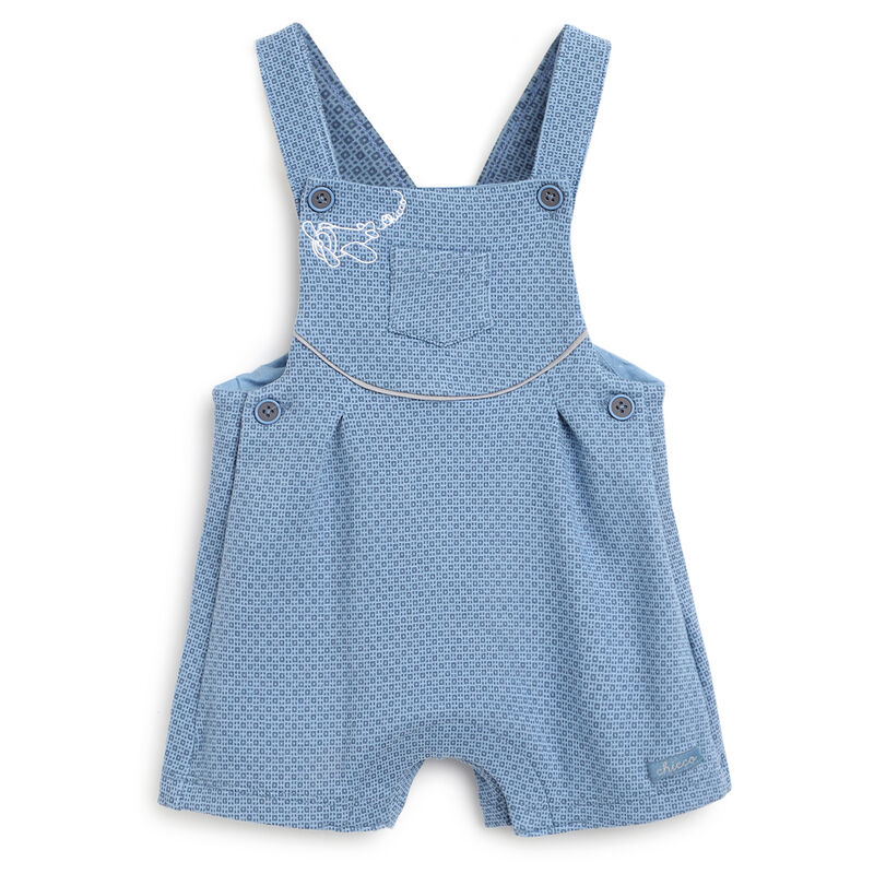 Boys Medium Light Blue Printed Short Dungaree image number 0